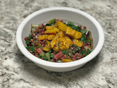 sauteed-swiss-chard-rice-with-roasted-delicata-squash